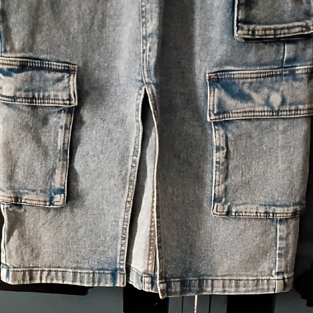 wild fable Light Wash Denim Cargo Pencil Skirt - Picture 3 of 8